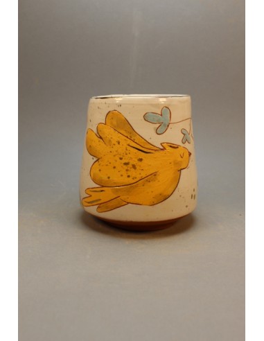 Mug oiseau or jaune orangé