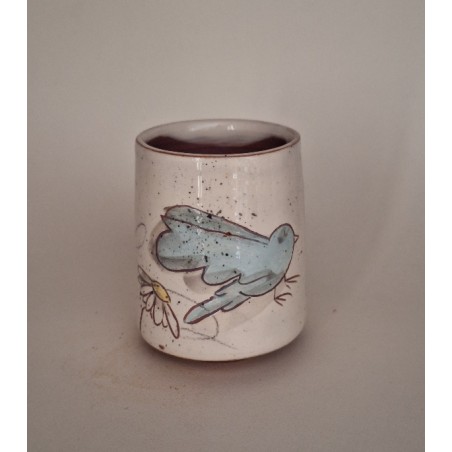 Tasse à café oiseau fleurs roses