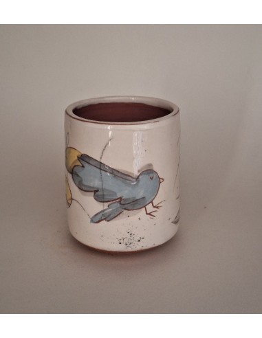 Tasse à café oiseau bleu fleurs roses