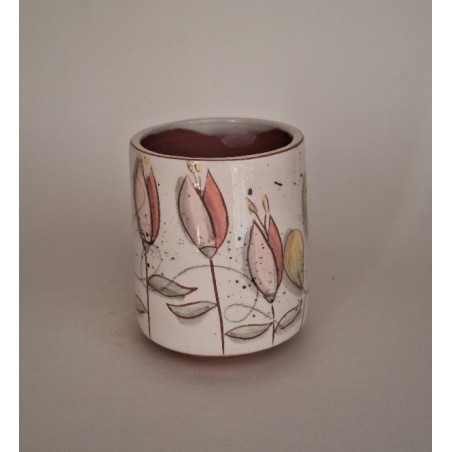 Tasse à café oiseau bleu fleurs roses