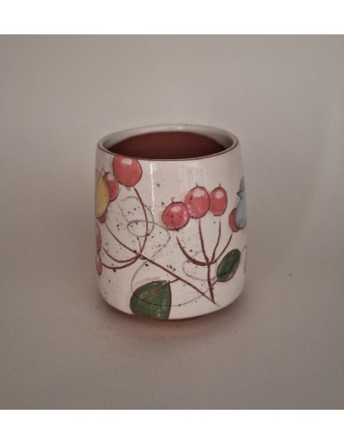 Tasse à café oiseau bleu baies rouges