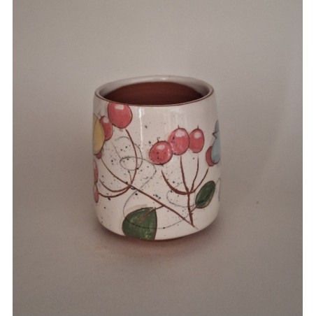 Tasse à café oiseau bleu baies rouges