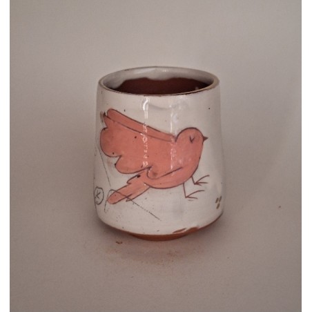 Tasse à café oiseau rose papillon