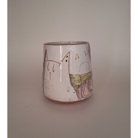 Mug chat fleur rose