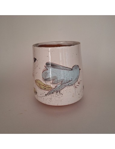 Mug oiseau bleu fleurs roses