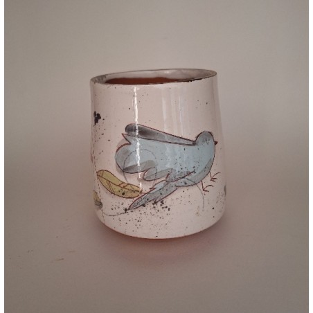 Mug oiseau bleu fleurs roses
