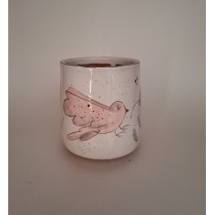 Mug oiseau or rose champignons