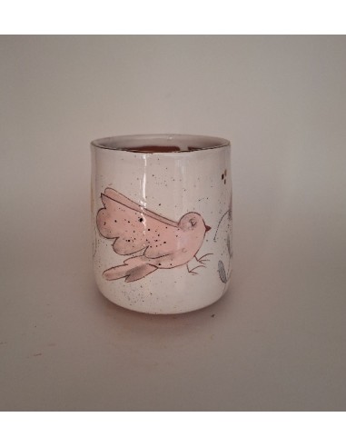 Mug oiseau or rose champignons
