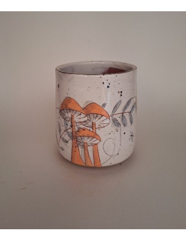 Mug oiseau or rose champignons