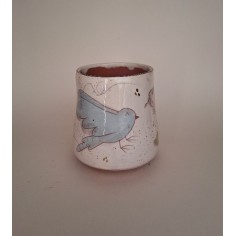 Mug oiseau bleu fleurs roses