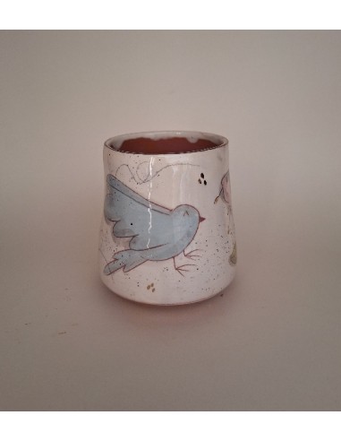 Mug oiseau bleu fleurs roses