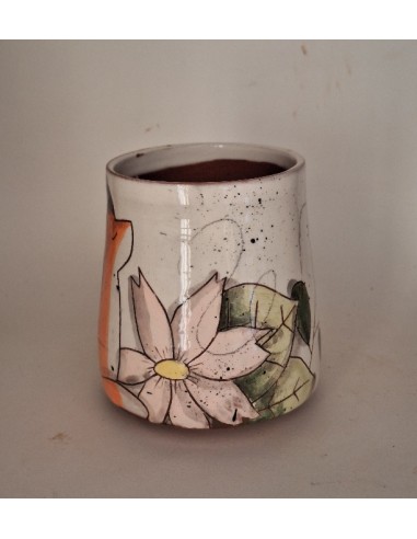 Mug anse renard fleur rose