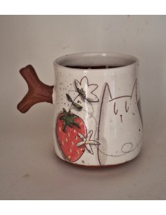 Mug anse chat fraise