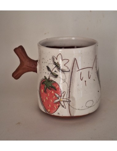 Mug anse chat fraise