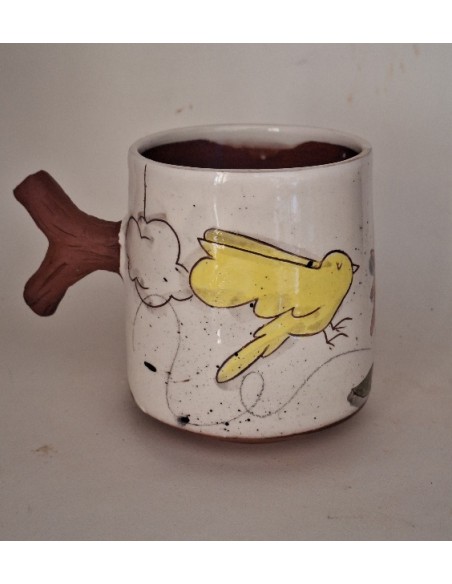 Mug anse oiseau jaune