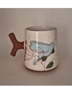 Mug anse oiseau bleu
