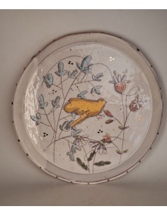 Assiette oiseau jaune