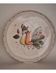 Assiette renard églantines