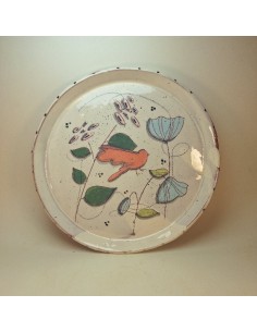 Assiette oiseau rose