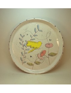 Assiette oiseau jaune