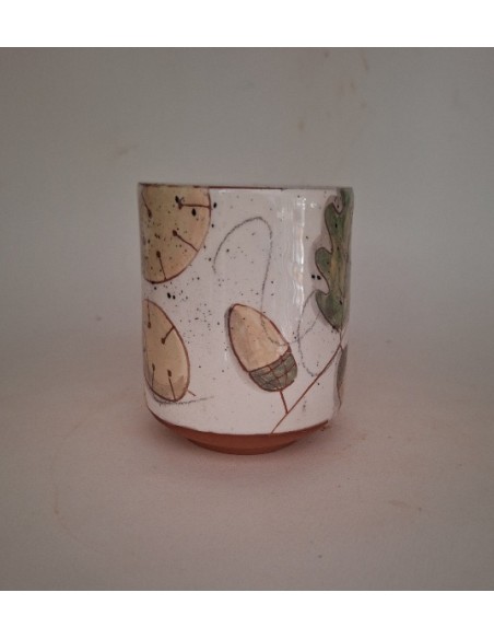 Tasse à café oiseau rose feuille de chêne