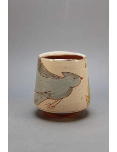 Tasse à café oiseau fleurs vertes